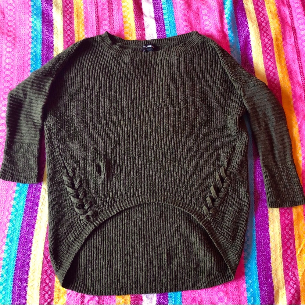 Express olive green cotton knit sweater